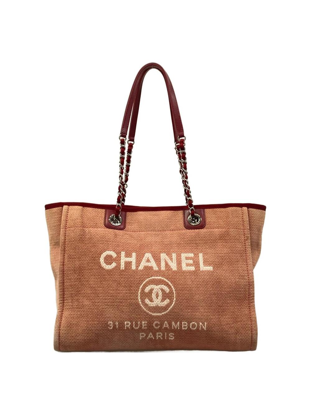 Chanel Deauville Mm Pink Canvas Leather #363658C19B